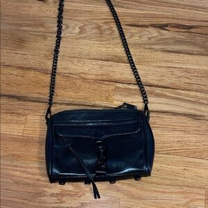 Rebecca Minkoff Black Leather Crossbody Bag with Chain Strap